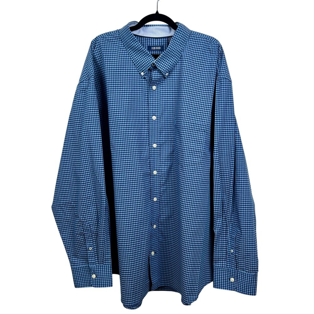 IZOD 4XLT Blue Performance Comfort Button Down Shirt NWT